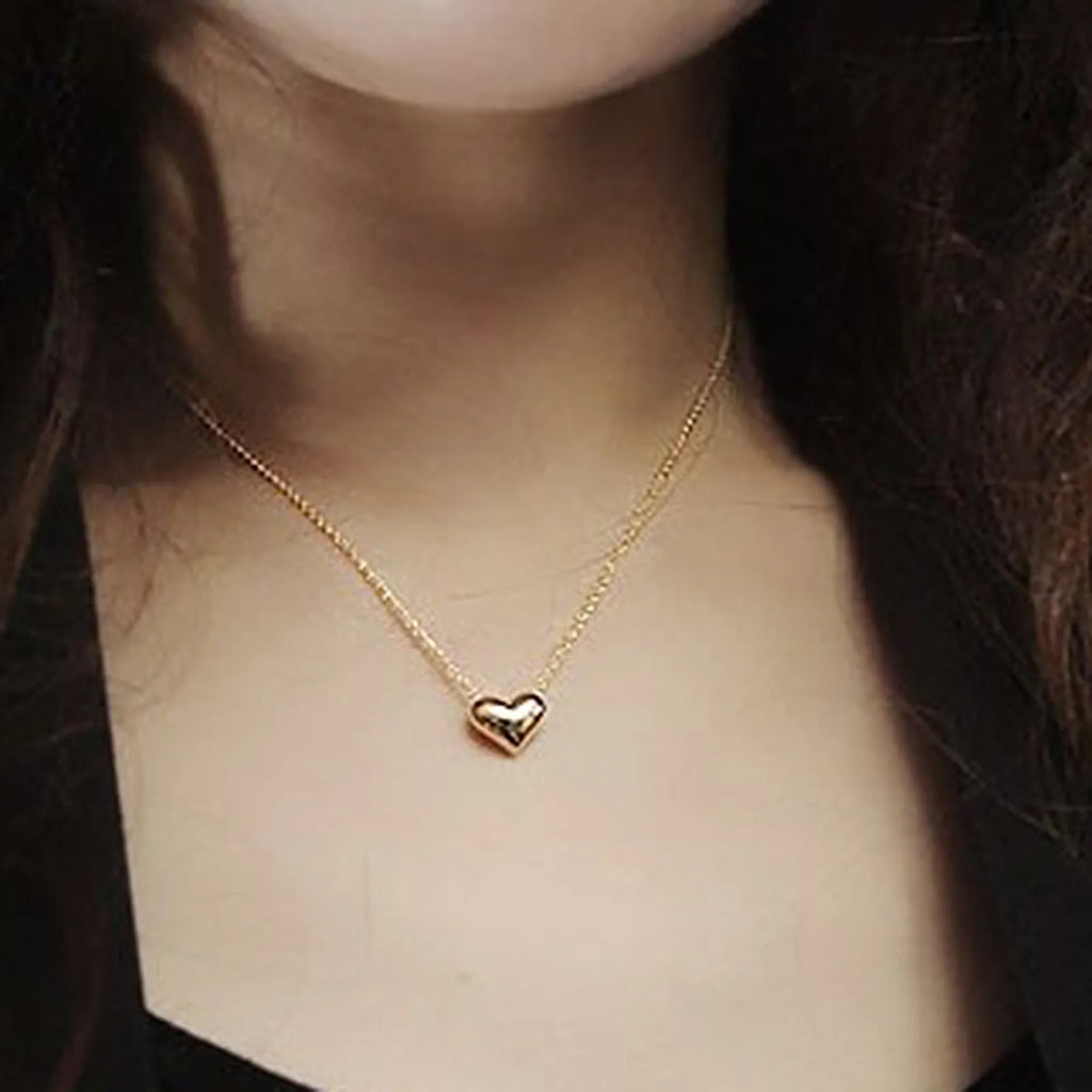Stainless Steel Heart Shape Necklace |  Love Heart Pendant Necklace | Girls & Women Fashion - Golden