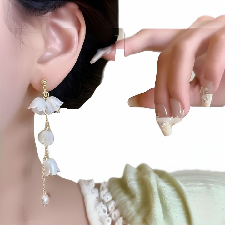 Pearl Korean Flower Earrings for Women – Elegant White Floral Design with Classic Pearl Detailing | Stylish Fashion Jewelry for Parties, Weddings, and Daily Wear | AWJ-998