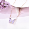 Crystal Butterfly Pendant Necklace for Women – Gold Chain Fashion Jewelry Gift (AWT-108) - Black